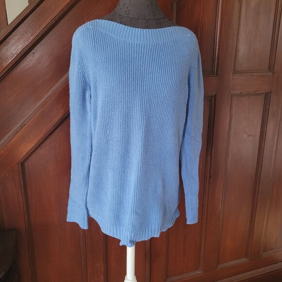 Talbots Blue Waffle Knit Sweater Womens M - Picture 1 of 5